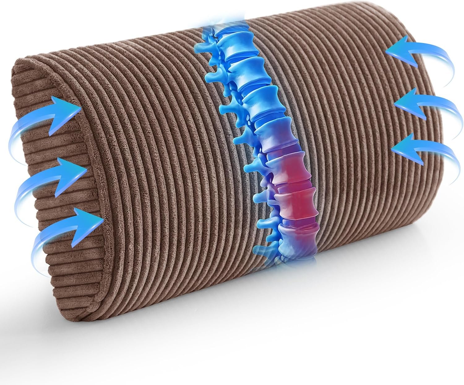 HIGOGOGO Lumbar Support Pillow for Recliner Chair/Accent Chair/Couch, Memory Foam Back Support Cushion for Elderly, Recliner Cushions for Back Rest, Pain Relief, Reading, Washable Cover, Brown