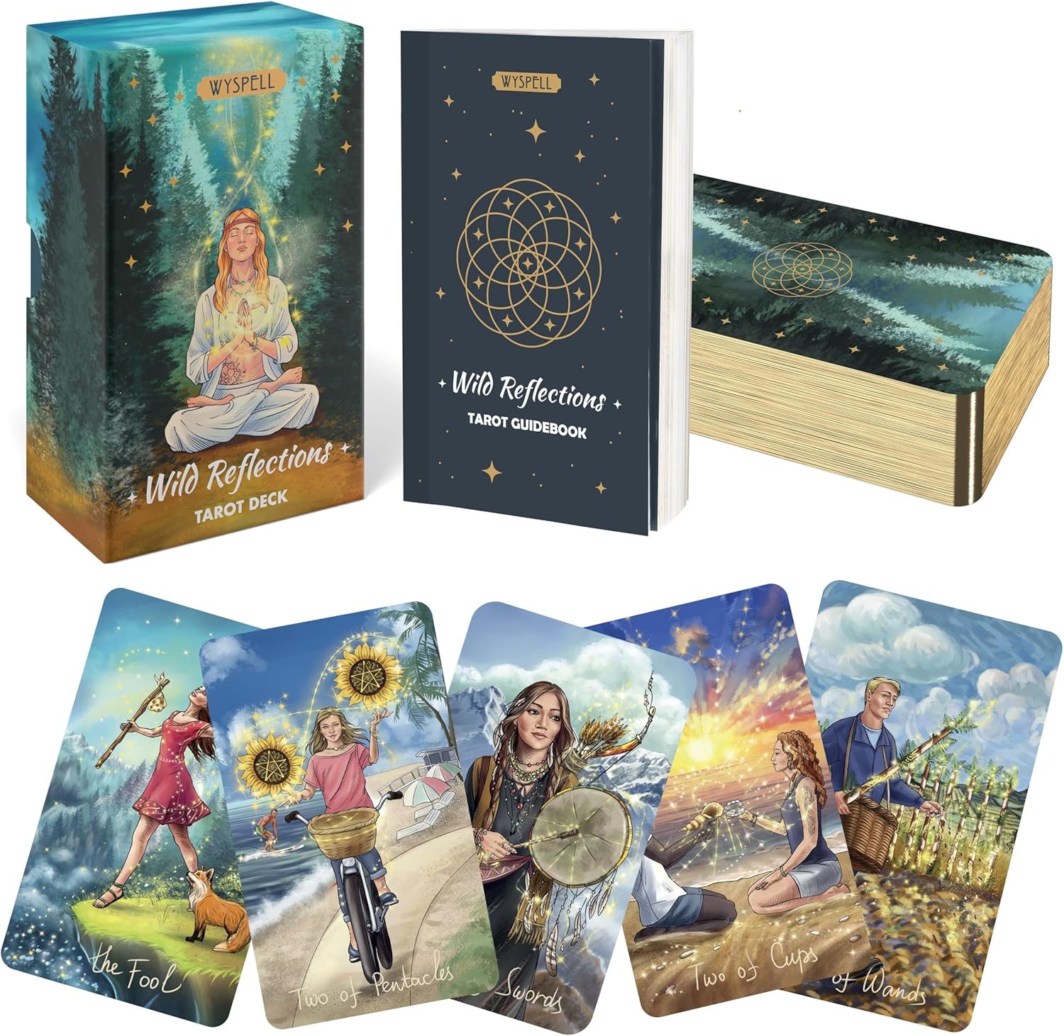 Wyspell Unique Tarot Deck - Wild Reflections Tarot Cards with Guide Book - Nature-Inspired Cards for Beginners - Traditional Symbolism - Beautiful & Modern Tarot Decks